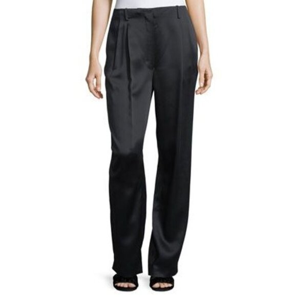 Jôn Black Satin Wide Leg Career Formal Trousers Pants Size 12 - Picture 1 of 9
